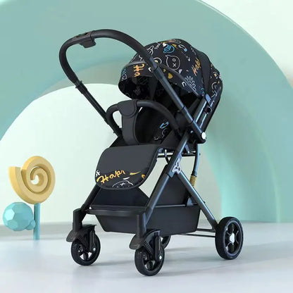 Lightweight Two-Way Baby Stroller — High Landscape, Spine Protection, 4-Wheel Newborn Push Trolley