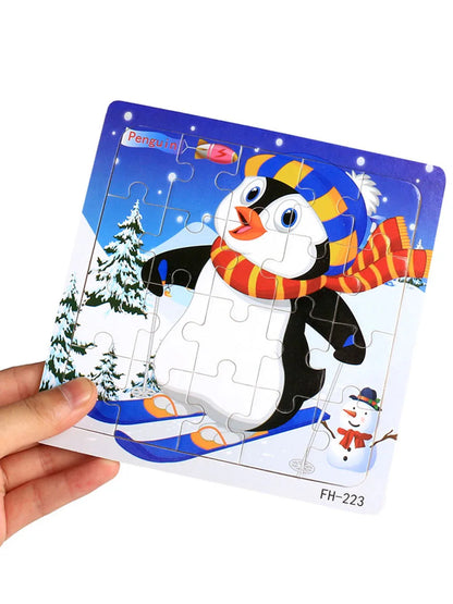 14.7cm Wooden Jigsaw Puzzle – Transportation & Marine Animal Educational Toy for Kids