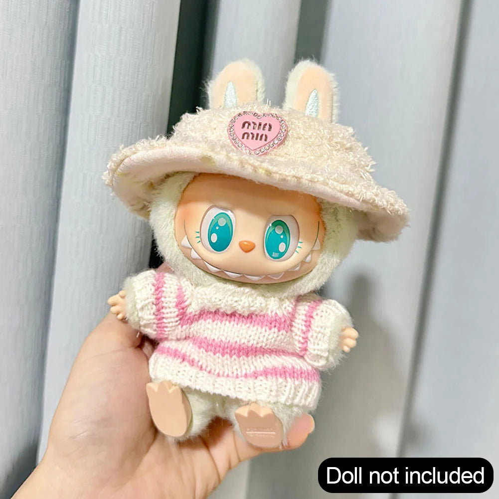17cm Labubu Doll Clothes – Kpop EXO-Inspired Skirt & Sweater Outfit, V1 V2 Idol Clothing Gift