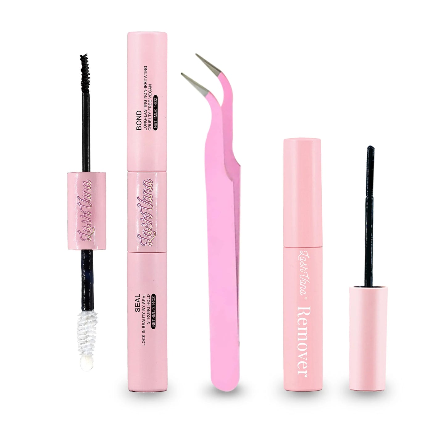 DIY Lash Extension Kit – Bond & Seal, Remover, Tweezers, Individual Lashes, Clusters & Makeup Tools