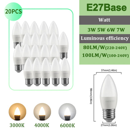 20pcs G45 C37 LED Bulbs — 3W/5W/6W/7W Energy-Saving Mini Lamps, Warm & Cool Light for Home and Bedroom