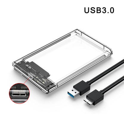 Clear 2.5 Inch SATA SSD HDD Enclosure - USB 3.0 Type-C External Hard Drive Case with UASP Support