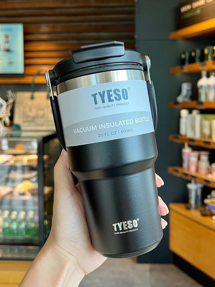 Tyeso Double-Layer Insulated Coffee Cup – Large Capacity Portable Stainless Steel Ice Cream Cup