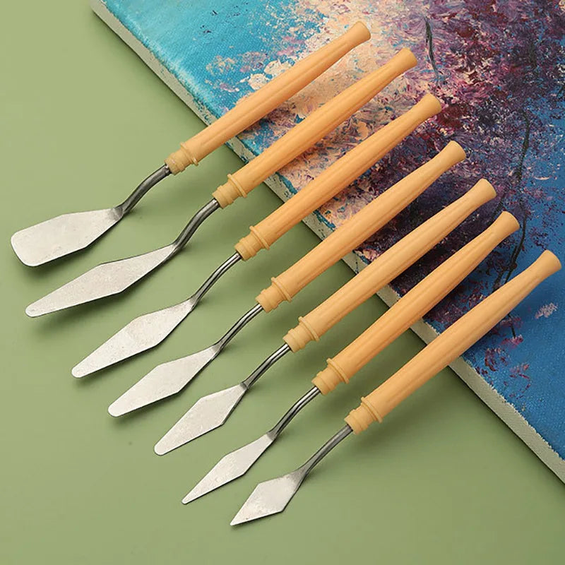 7pcs Oil Painting Palette Knife Set – Scraper Spatula for Acrylic, Watercolor, Gouache, and Color Mixing Art Supplies