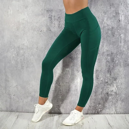 Yoga Fitness Women’s Leggings – High Waist, Butt-Lifting Tights with Pocket, Stretchy Gym Workout & Running Skinny Pants