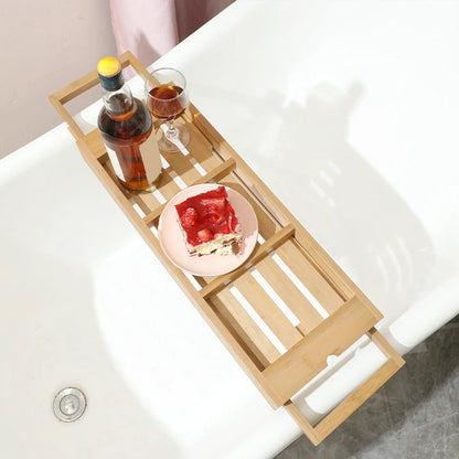 Expandable Luxury Wooden Bathtub Caddy Tray – Non-Slip Spa Organizer with Tablet & Soap Holder (23.62''-34.25'')