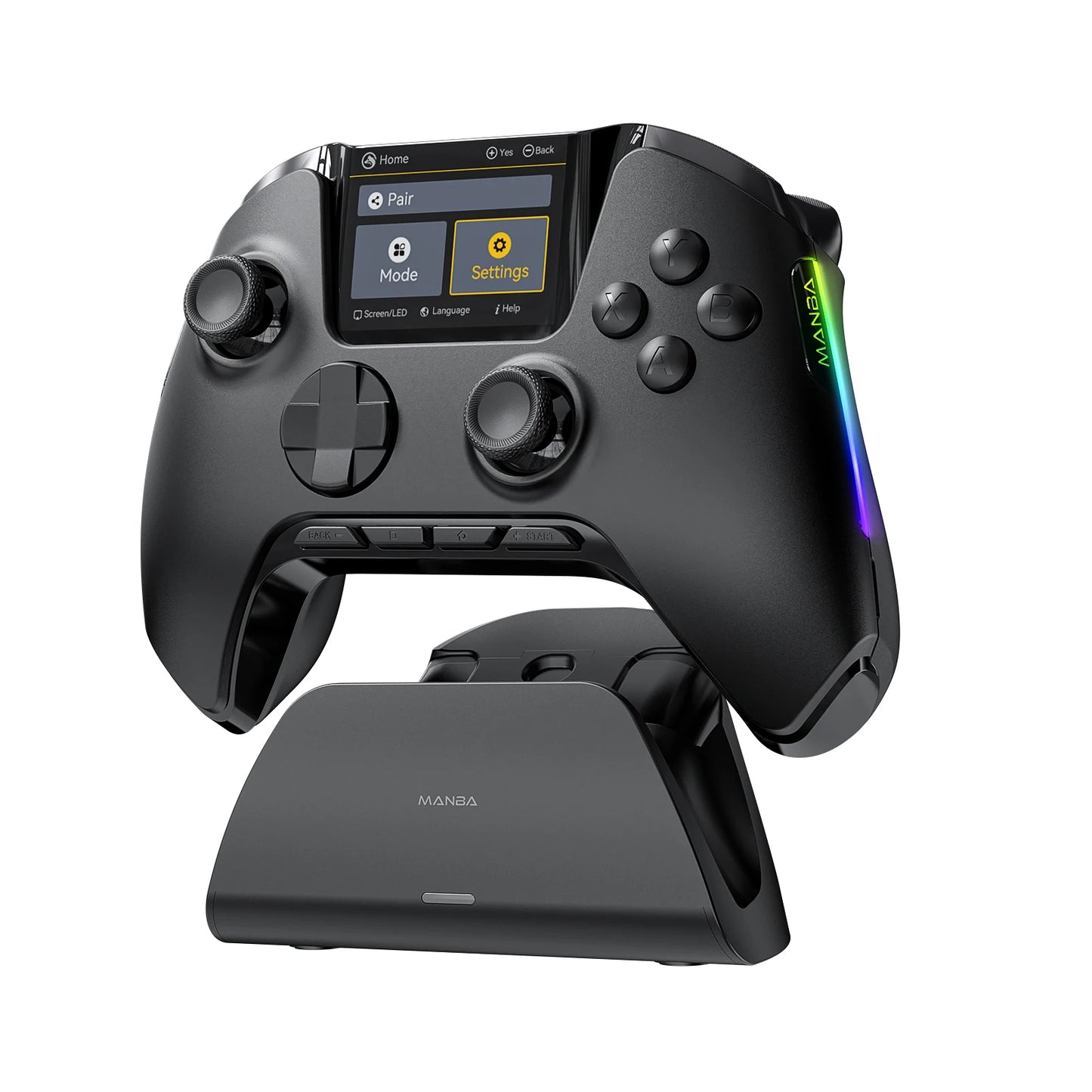 Interactive Wireless Gaming Controller with RGB Light & Hall Effect Stick – Switch/PC/iOS/Android, 1800mAh with Charging Dock