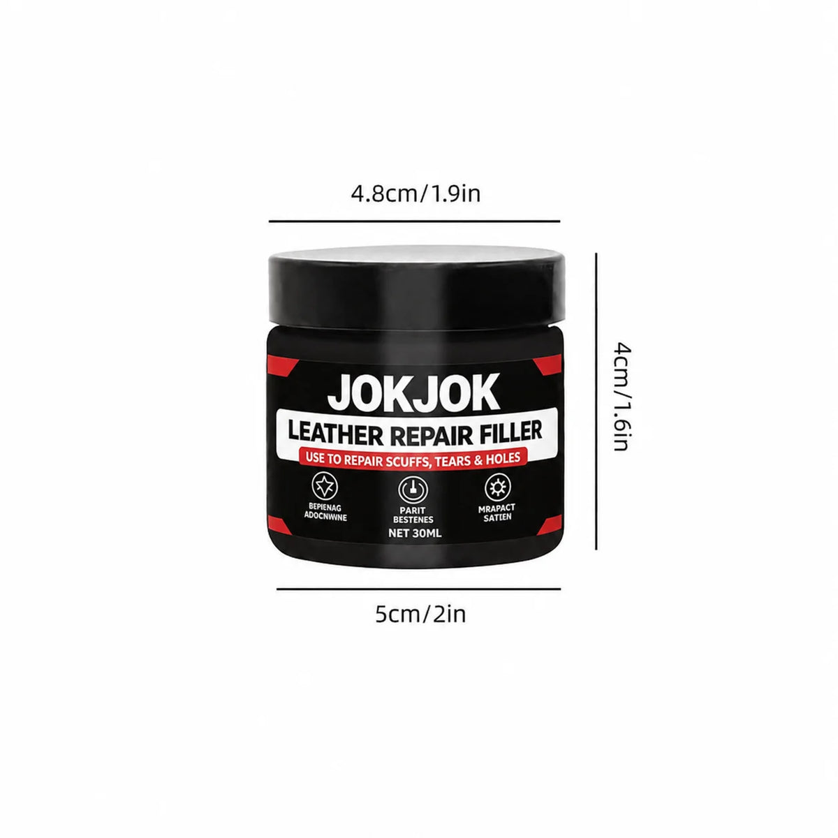 JOKJOK Leather Repair Filler 30ml - Black PU Vinyl Paste for Car Seats, Sofas, Shoes, Scratches, and Cracks