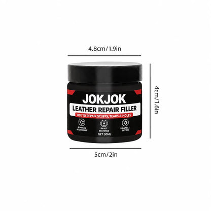 JOKJOK Leather Repair Filler 30ml - Black PU Vinyl Paste for Car Seats, Sofas, Shoes, Scratches, and Cracks