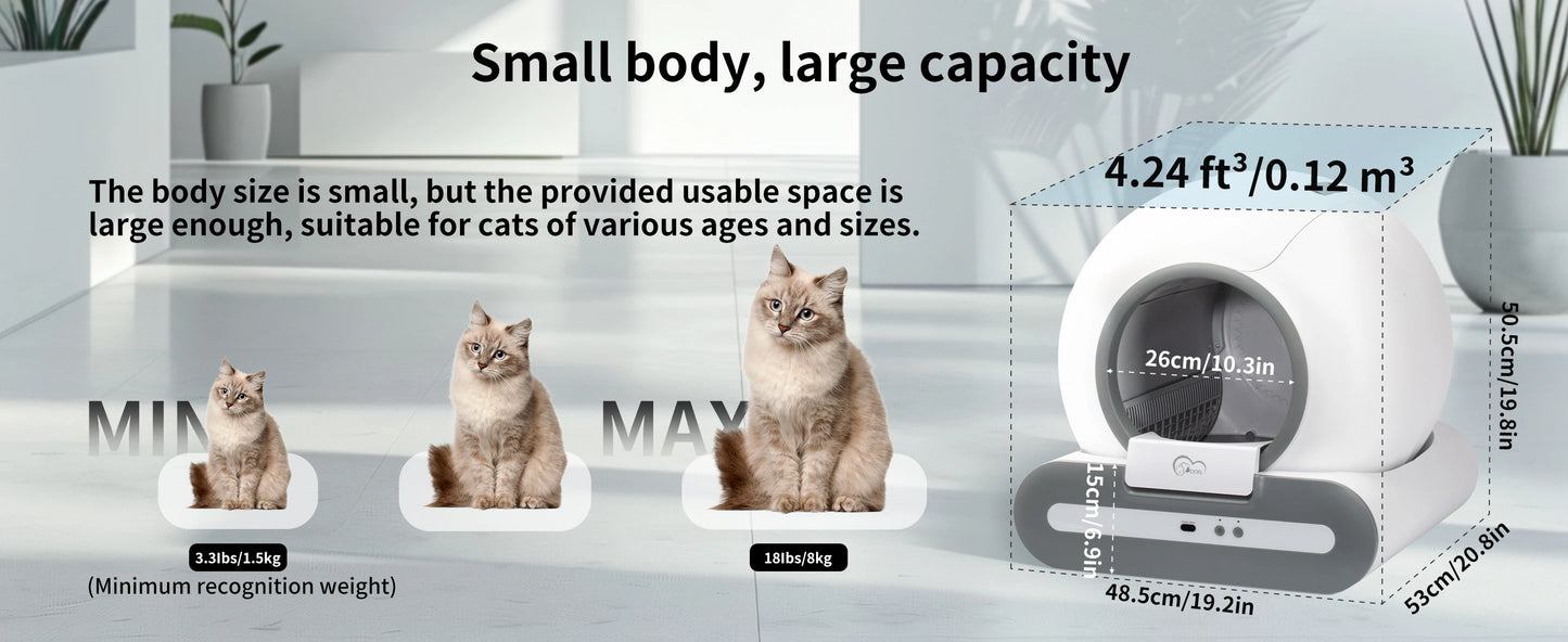 DOEL Automatic Self-Cleaning Cat Litter Box – App-Controlled Smart Toilet with Litter Mat for Multiple Large Cats
