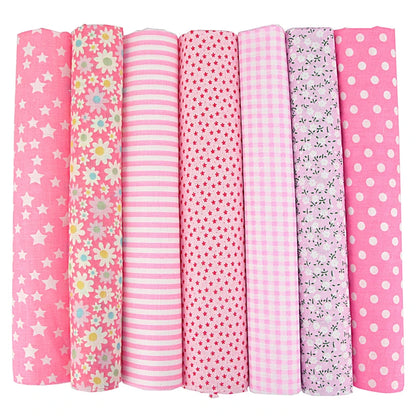7-Piece 50x50cm Cotton Patchwork Fabric Set – Handmade Sewing Quilting Cloth for Needlework & DIY Crafts