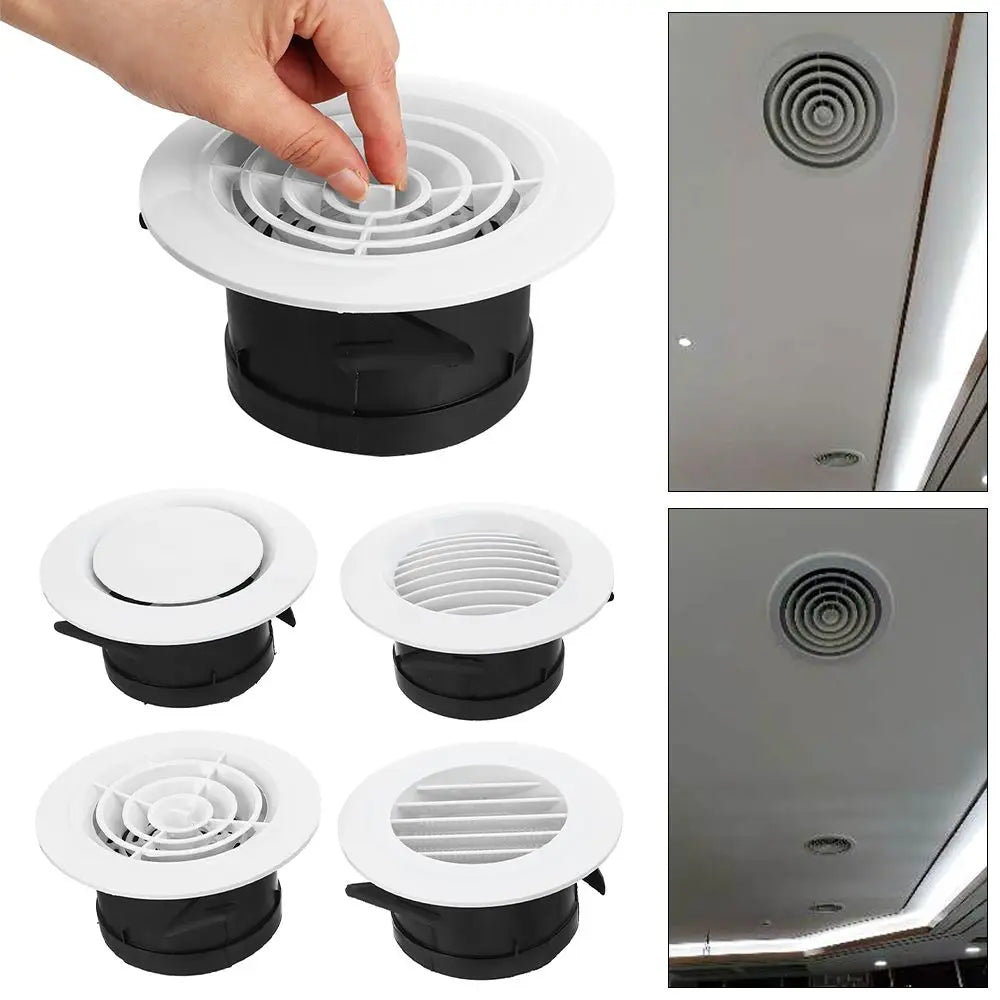 White Air Vent Extract Valve Grille – 100/150mm Round Ventilation Cover in 4 Shapes for Air Circulation