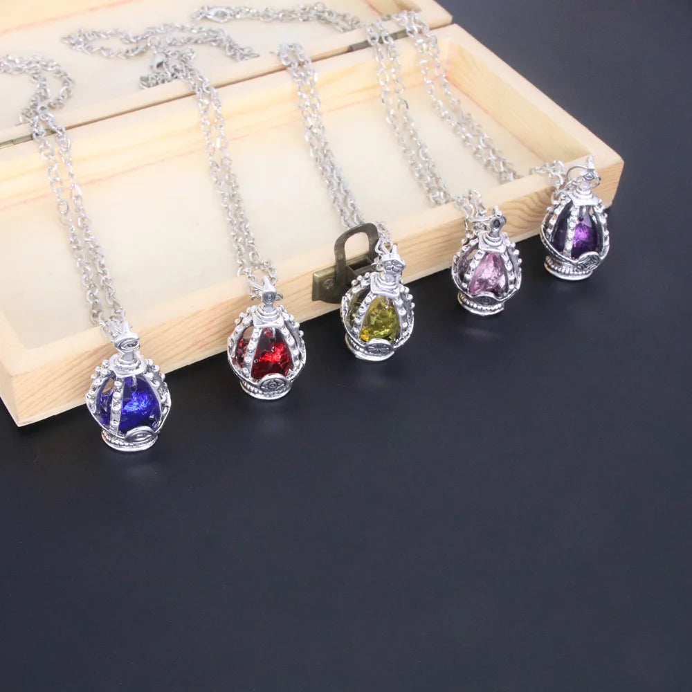 Puella Magi Madoka Magica Soul Gem Jewelry Set - Anime Cosplay Pendant Necklace and Ring Accessories for Kaname Madoka and Miki Sayaka Fans