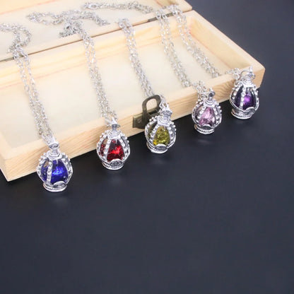 Puella Magi Madoka Magica Soul Gem Jewelry Set - Anime Cosplay Pendant Necklace and Ring Accessories for Kaname Madoka and Miki Sayaka Fans