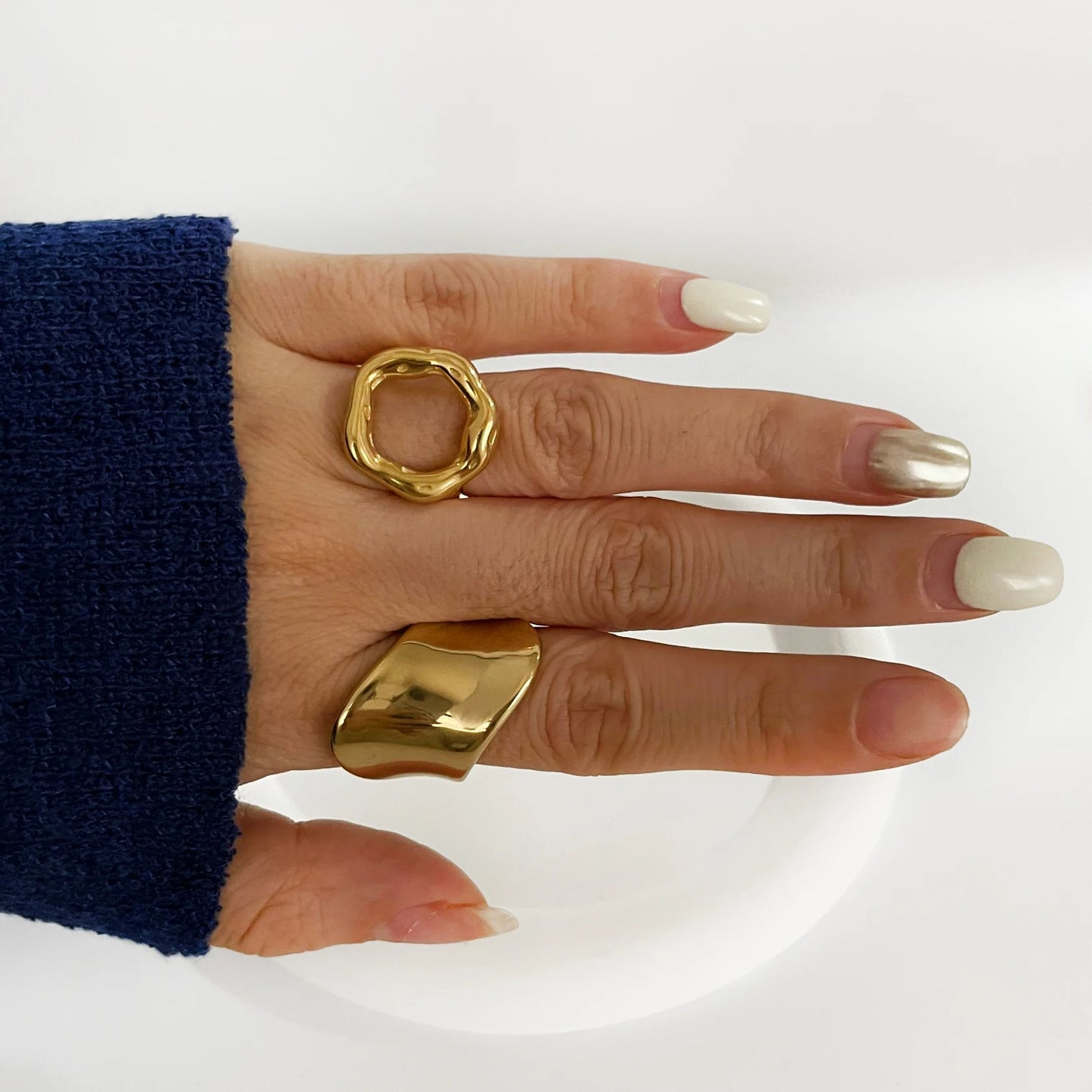 Peri'sbox Minimalist 18K Gold Plated Stainless Steel Ring – Anti-Tarnish Women’s Fashion Jewelry Gift