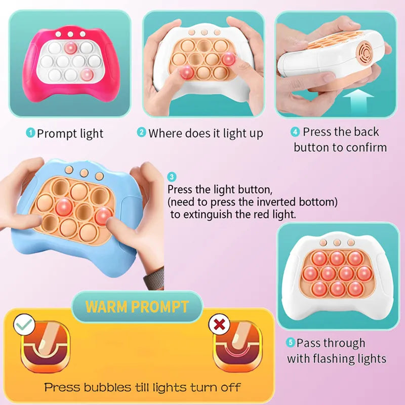 Electronic Pop Light-Up Bubble Game Handle Toy - LED Anti-Stress Fidget Toy for Fun and Stress Relief