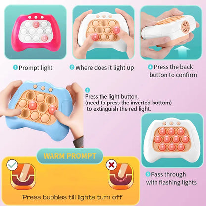 Electronic Pop Light-Up Bubble Game Handle Toy - LED Anti-Stress Fidget Toy for Fun and Stress Relief