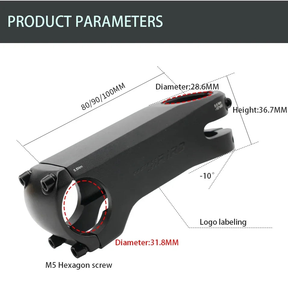 RIRO Bike Stem Internal Cable Routing - 28.6–31.8mm Aluminum Alloy CNC Road Bicycle Handlebar Stem with Spacer