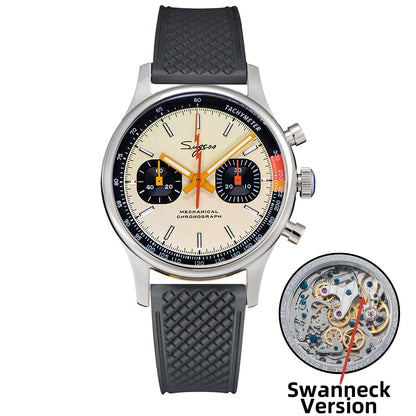 Sugess Men's Chronograph Mechanical Watch – Seagull ST19 Swan Neck Movement with Sapphire Crystal Racing V2