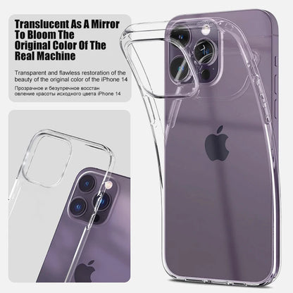 Luxury Clear Silicone Phone Case – Shockproof Transparent Bumper Back Cover for iPhone 7, 8, X, XR, XS, 11, 12, 13, 14, 15, 16 Pro & Pro Max
