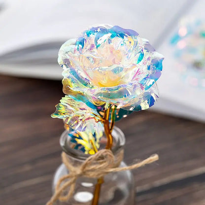Light-Up Artificial Crystal Flower Gift - Plated Rose in a Box for Birthdays, Anniversaries, Mother's Day - Perfect for Wife or Girlfriend