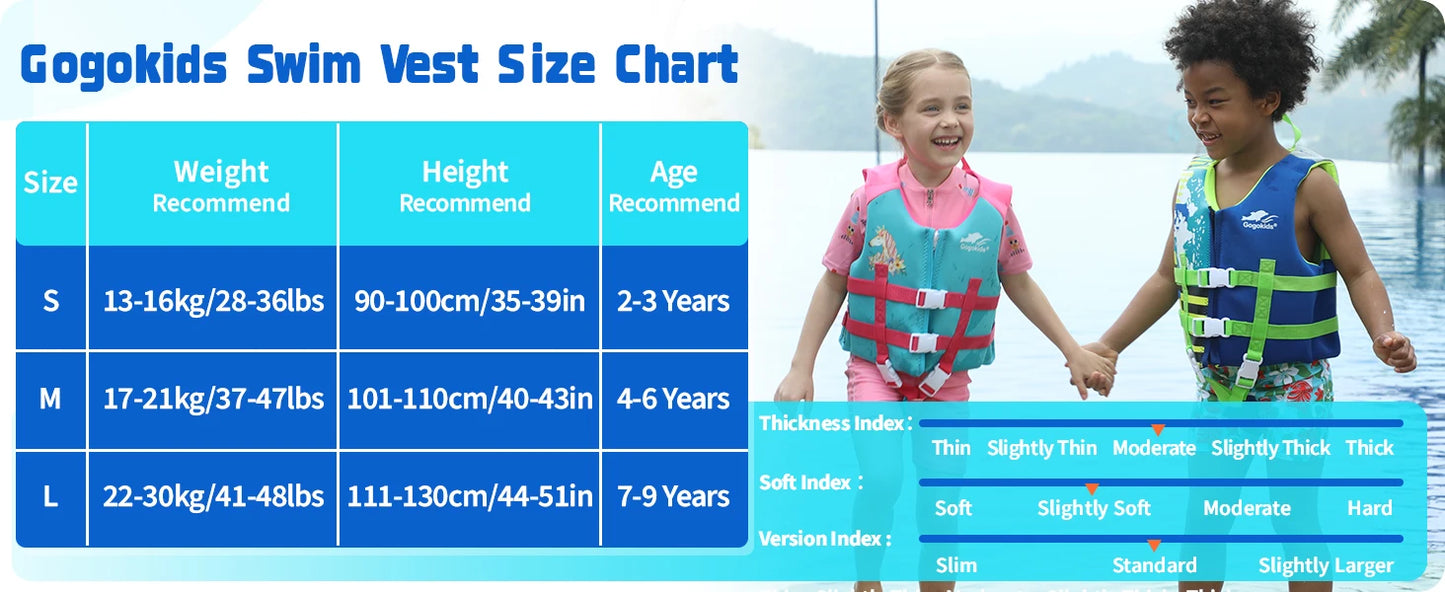 Gogokids Kids Life Jacket – Neoprene Float Vest for Toddlers, Swim Training & Buoyancy Swimwear