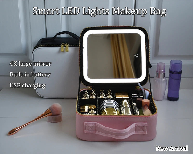 New PU Leather Cosmetic Bag for Women – Multi-Functional Portable Travel Makeup Storage Case