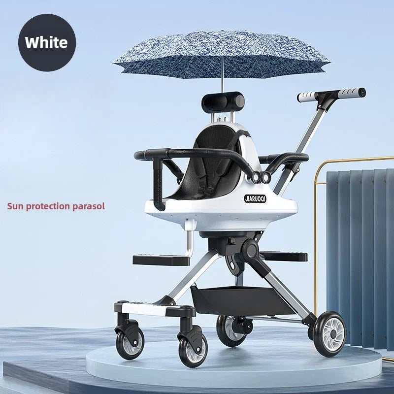Lightweight Twin Baby Stroller - Foldable Double Seat High-View Carriage with Adjustable Handle