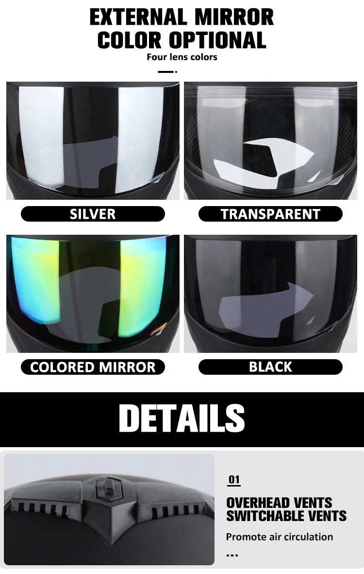2024 Unisex Modular Motorcycle Helmet – Full Face Flip-Up Dual Lens Racing Helmet for Men & Women