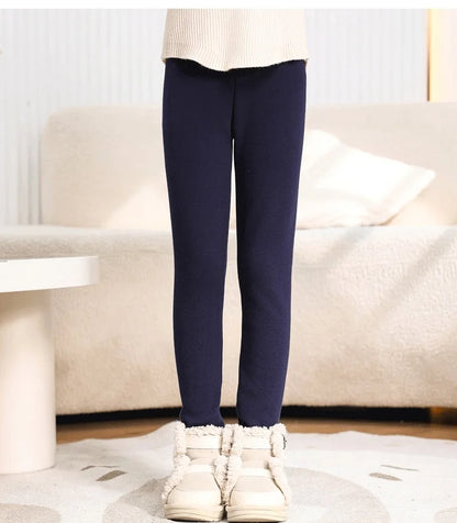 Winter Girls’ Fleece-Lined Thickened Trousers – Slim-Fit, Elastic Candy-Colored Pants to Keep Your Princess Cozy