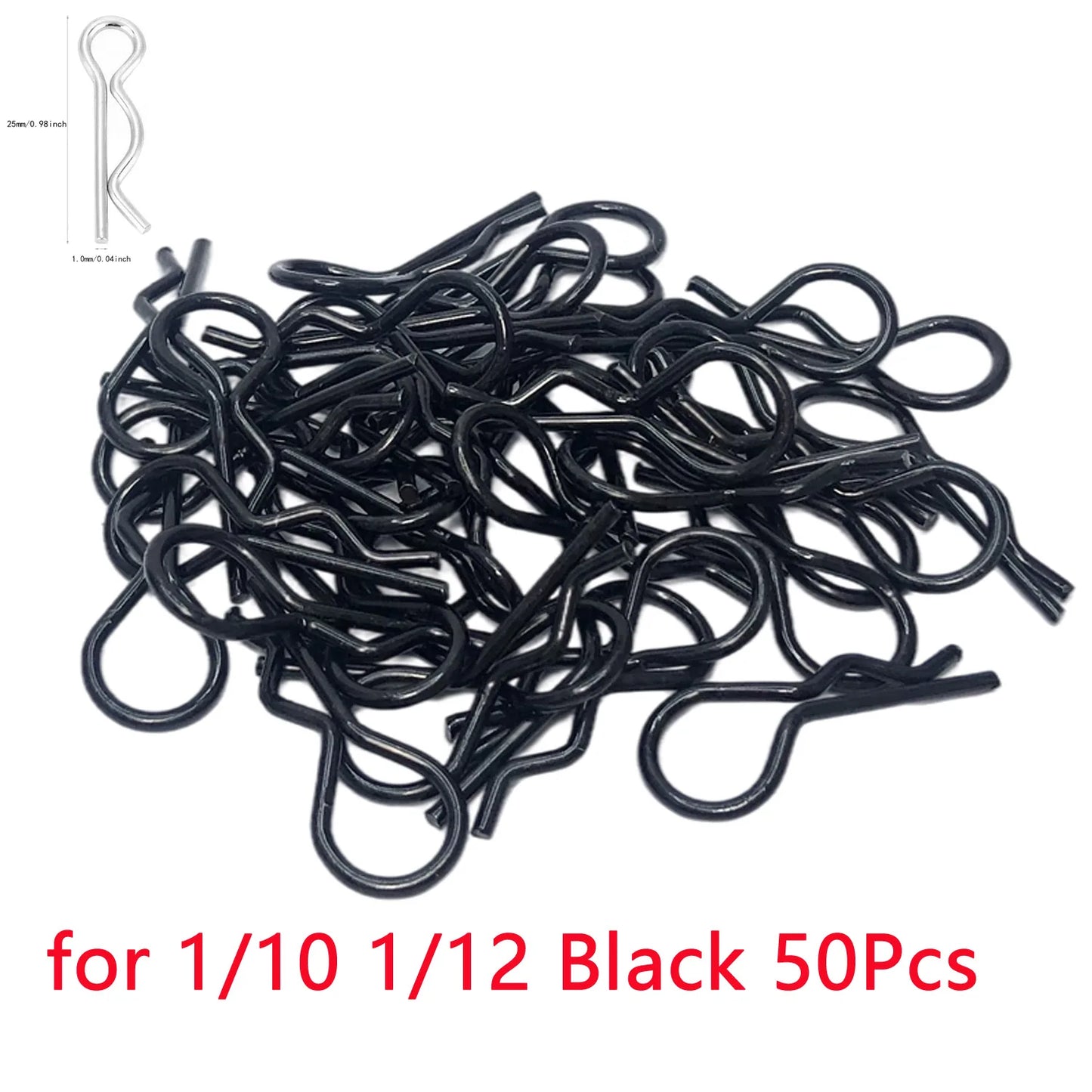 50PCS RC Car Body Clips & Pins — R Buckles for 1/5, 1/6, 1/7, 1/8, 1/12, 1/14, 1/16 RC Cars, Compatible with TRAXXAS & SCX10