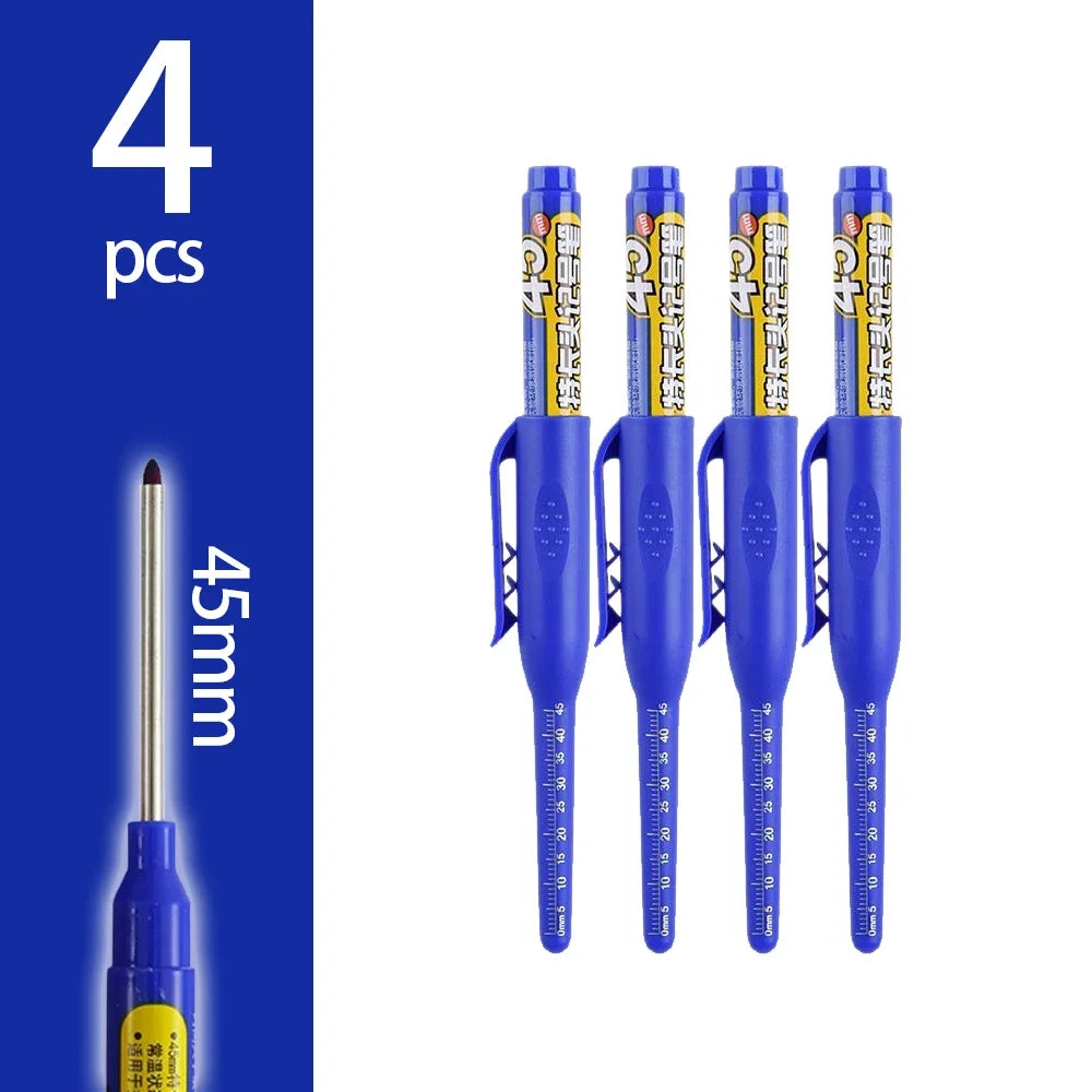 45mm Deep-Hole Carpenter Marker Pen - Long-Nib Woodworking Marking Pen for Measuring & Construction