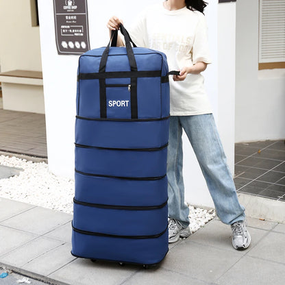 5-Layer Folding Wheeled Travel Bag – Large Capacity Waterproof Durable Luggage for Weekend Trips & Overnight Travel