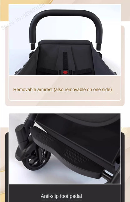 Lightweight Two-Way Baby Stroller — High Landscape, Spine Protection, 4-Wheel Newborn Push Trolley