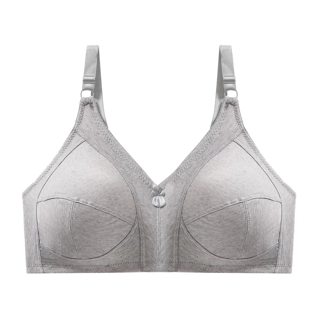 Women's White Cotton Bra - Large Bust C-F Cup Push-Up Seamless Lace Comfort Bra