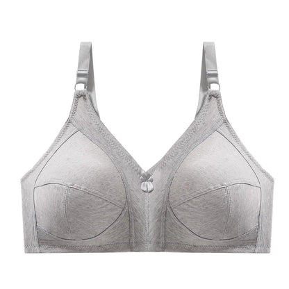 Women's White Cotton Bra - Large Bust C-F Cup Push-Up Seamless Lace Comfort Bra