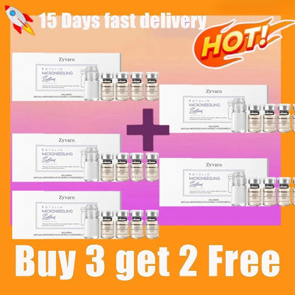 Korean Anti-Aging Microcrystalline Essence Set – Skin Renewal Serum 4×5ML with Facial Roller Beauty Skincare Treatment Kit