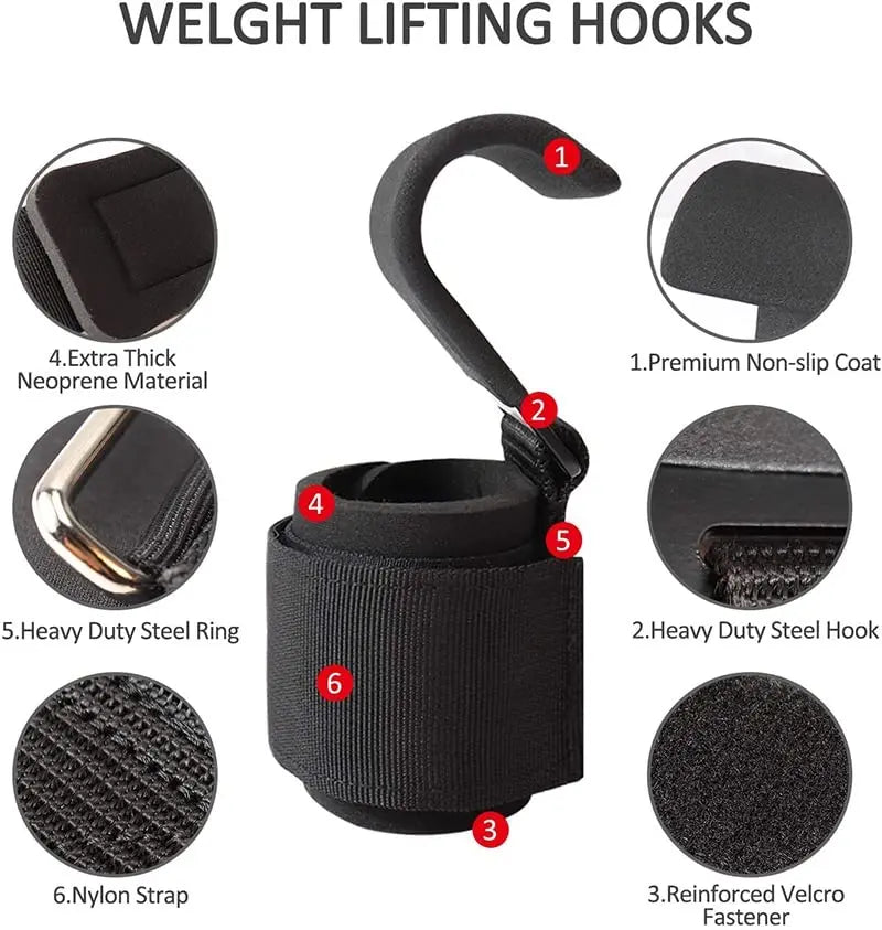 Weight Lifting Hook Grip Straps with Wrist Support – Gym Fitness Gloves for Pull-Ups, Powerlifting & Strength Training Grip Assistance