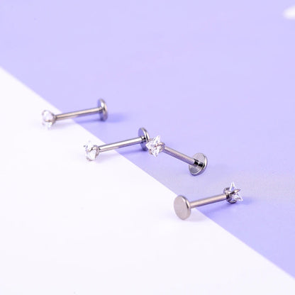 G23 Titanium Labret Piercing Studs - Triangle Zircon Lip Ear Cartilage Tragus Helix Body Jewelry Earrings