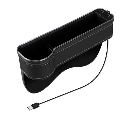 Car Seat Gap Organizer with 2 USB Chargers, LED Colorful Light, Pocket for Cards, Phone, Bottle & Cup Holder