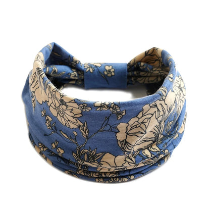 Bohemian Wide Cotton Stretch Headband for Women – Turban Headwrap, Bandage Hairband, Bandana Hair Accessories