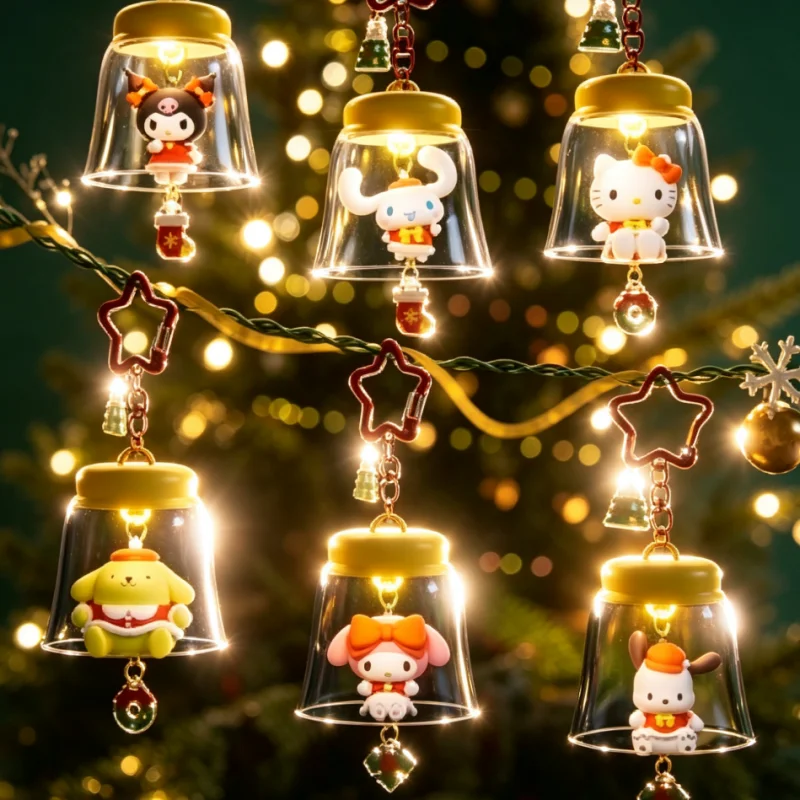 Sanrio HOLLY BOX Cartoon Light-Up Bell Ornament - Christmas Tree Decoration and Cute Bag Pendant