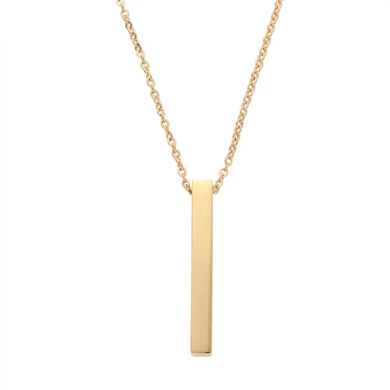 New Black Pillar Necklace for Men & Women, Trendy Stainless Steel 3D Bar Chain, Party Jewelry & Couple Gifts