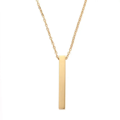 New Black Pillar Necklace for Men & Women, Trendy Stainless Steel 3D Bar Chain, Party Jewelry & Couple Gifts