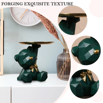 Geometric Bear Key Holder – Resin Figurine for Desk & Entrance Decoration