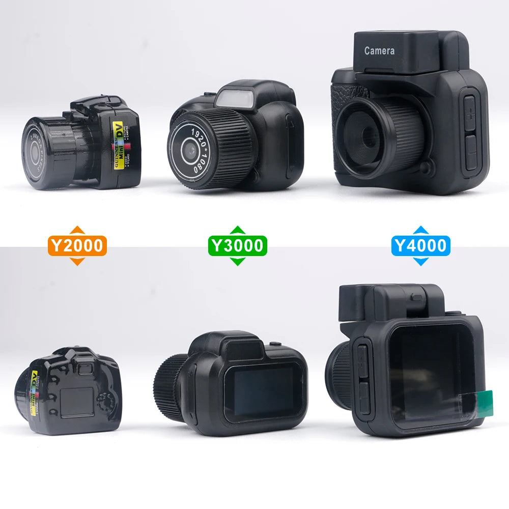 Y4000 Monoreflex Mini Camera 1080P Portable Video Recorder with Flash Lamp, Battery Dock & LCD Screen