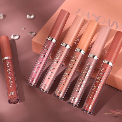 HANDAIYAN 6-Piece Matte Lipstick Set – Waterproof, Long-Lasting, Non-Stick Cup Korean Makeup for Women