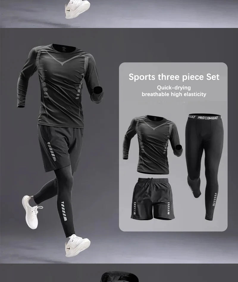 All-Season Men’s Sportswear 5-Piece Set — Tracksuit for Running, Cycling, Fitness & Hiking