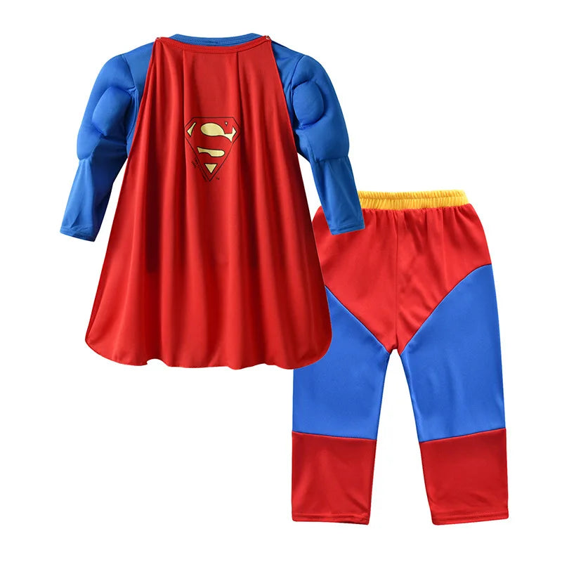 Children’s Superhero Cosplay Costume Set – Muscle Suit Bodysuit with Tops & Pants for Boys, Girls & Kids Halloween