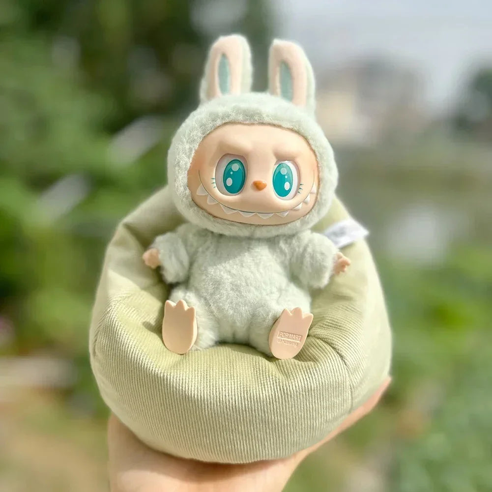 17CM Labubu Doll Plush Flannel Sofa Bed – Soft Sleeping Seat for Dolls & Plushies, Car Accessory
